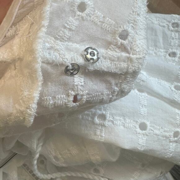 Anthropologie Sz 8 Thames White Eyelet Ruffle Peasant Dress Boho Cottage Prairie - Picture 11 of 13